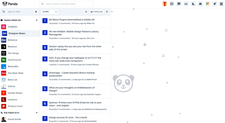 Panda RSS reader
